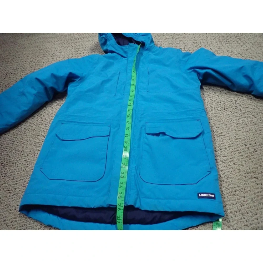 Lands' End Winter Parka Girls Size Medium‎ 10/12 Blue Excellent Insulated Hooded